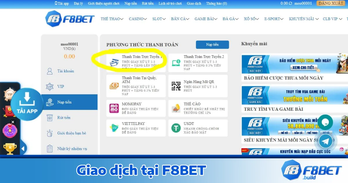 trang chủ 184 Các giao dịch tại F8BET cực nhanh chóng và tiện lợi